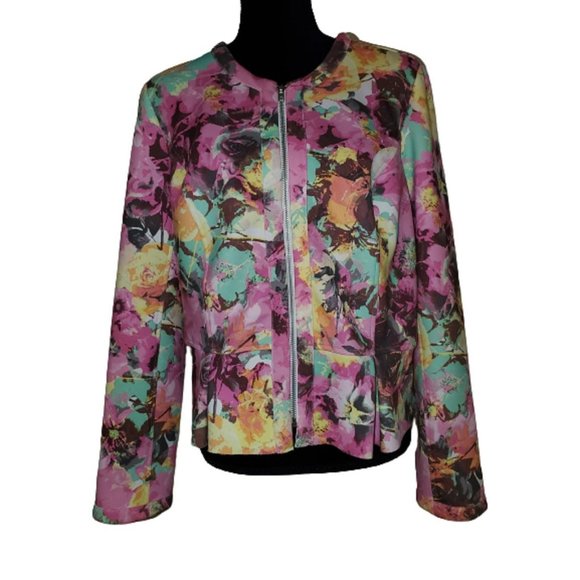 RUNWAY EVENING COCKTAIL WEDDING MULTI COLOR PRINT COLORFUL JACKET COAT CARDIGAN